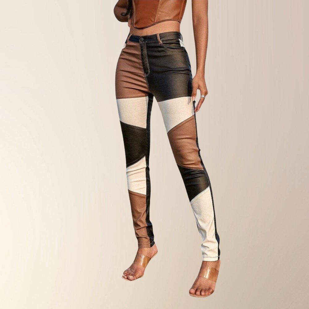 Calliope - Tube Pants with Color Block Pattern